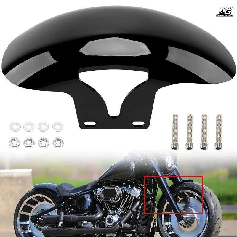 オートバイ用グロスフロントフェンダーマッドガードカバープロテクター ハーレーソフテイル M8 ファットボーイ FLFBS FLFB 160 R18 2018年