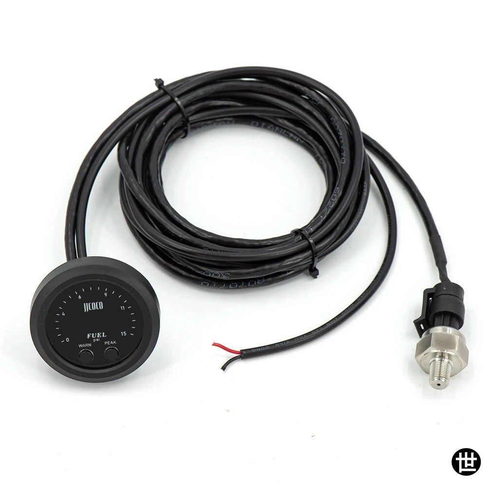 2インチ/52MM電子燃料圧力計1/8 NPTセンサー油圧デジタル0-15PSI赤色LED超薄型