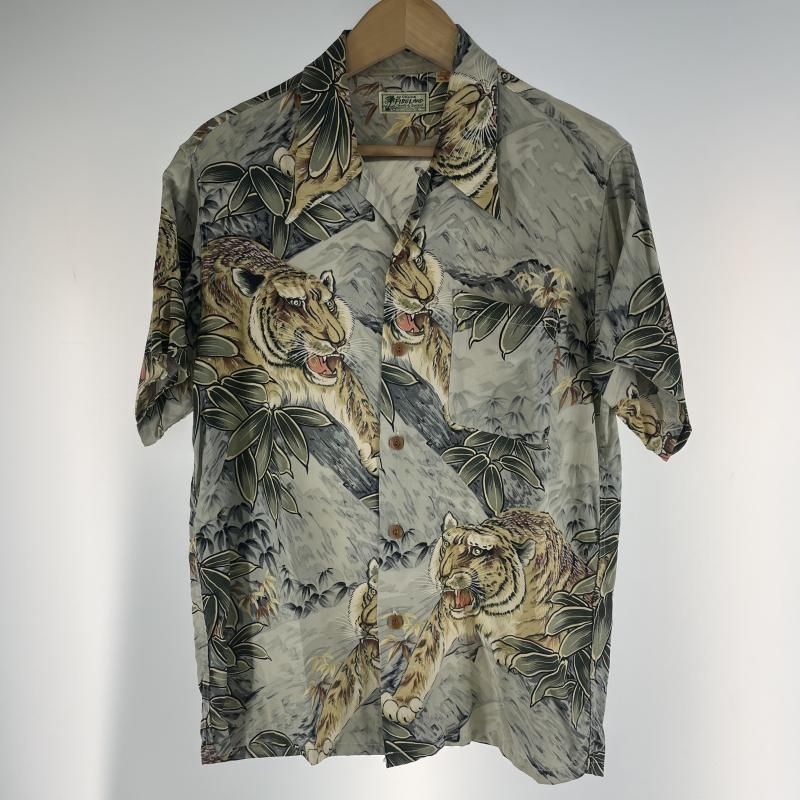 【中古】SUNSURF 東洋和柄シャツ サイズS カーキ[19]