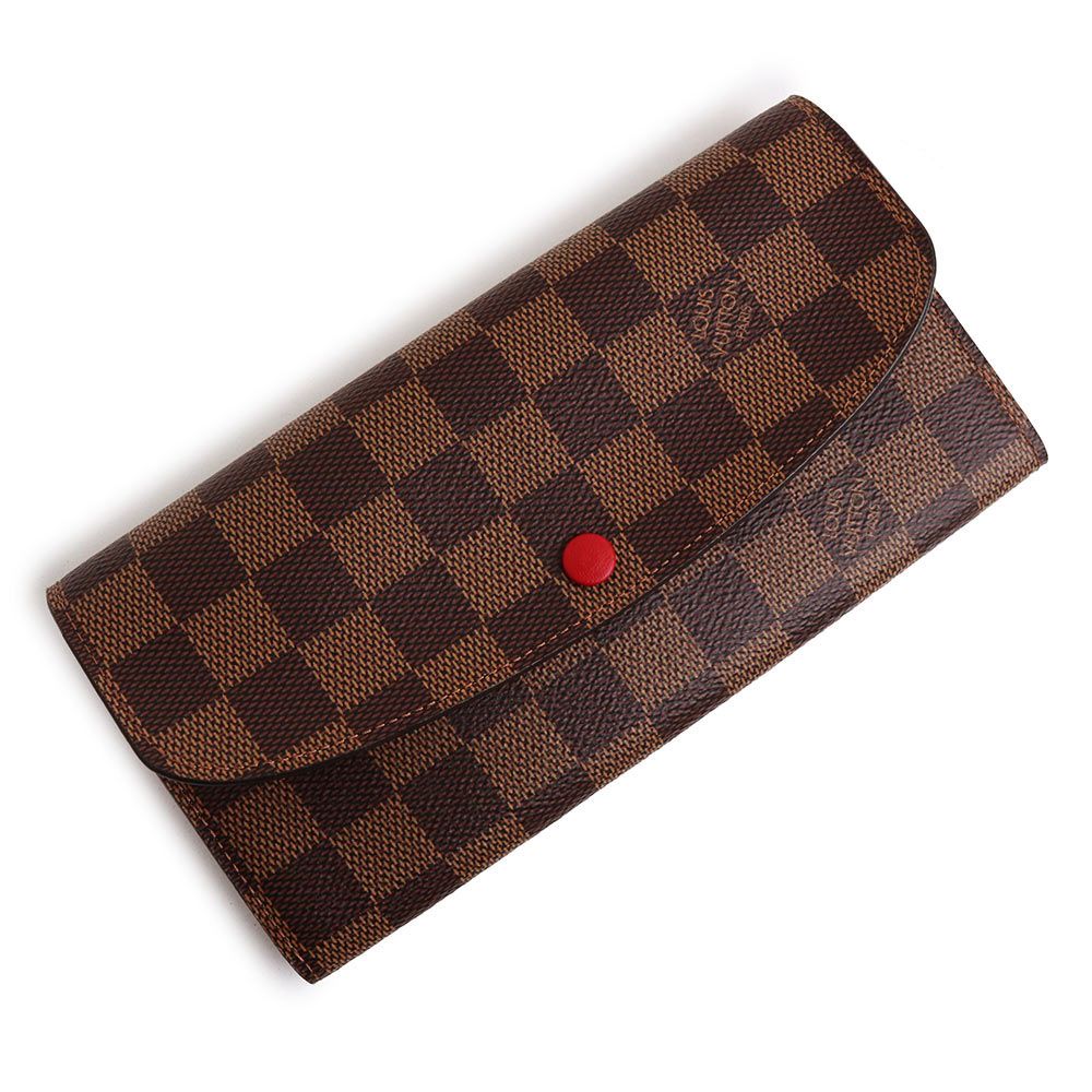 ルイ ヴィトン N63544 ポルトフォイユ エミリー ダミエ ブラウン ルージュ 二つ折り長財布 ゴールド金具 LOUIS VUITTON（未使用　展示品）