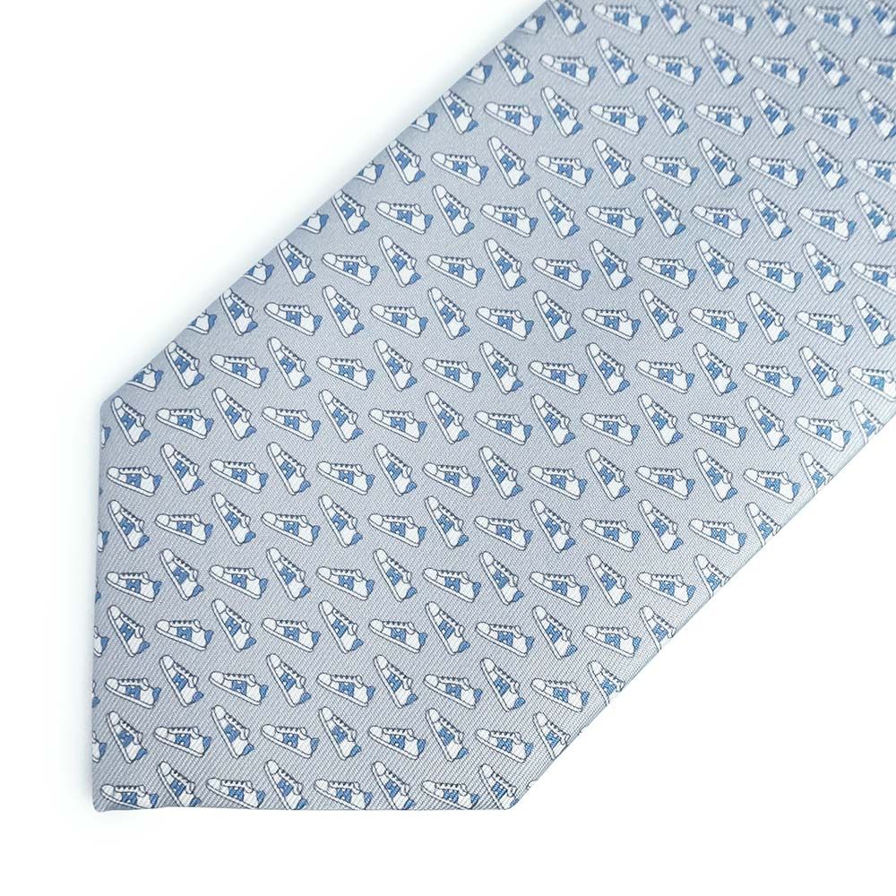 エルメス シルクツイルタイ TWILLBI ツイルビー 8CM シルク100％ グリ