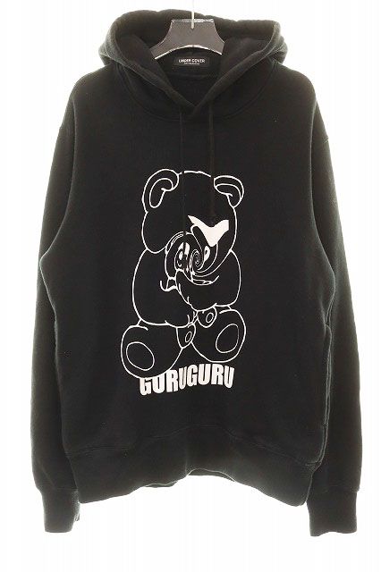 アンダーカバー UNDERCOVER MAD ARCHIVE GURUGURU BEAR HOODIE BLACK サイズ3 UAY9801-01 グルグル ベア プリント フーディ パーカー ブラック 黒 【ブランド古着ベクトル】【中古】260613