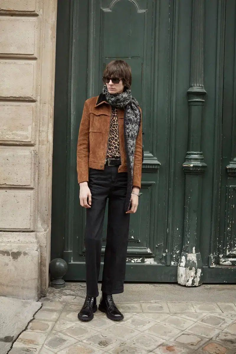 姜棟元様 着用 Saint Laurent サンローラン 20AW ヒョウ柄 レオパード シルク シャツ