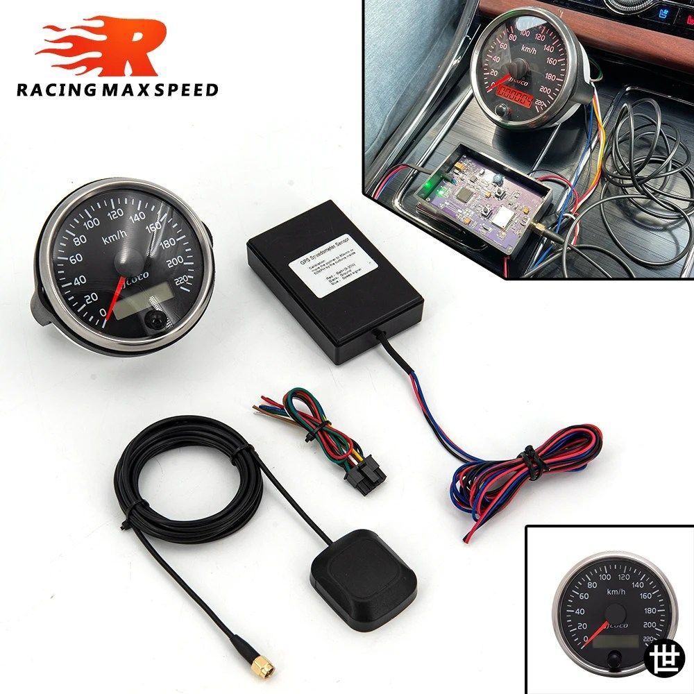 85MM 車用 GPS スピードメーターゲージ 220KM/H ボート用スピードオドメーター GPS アンテナ ボートオートバイトラック