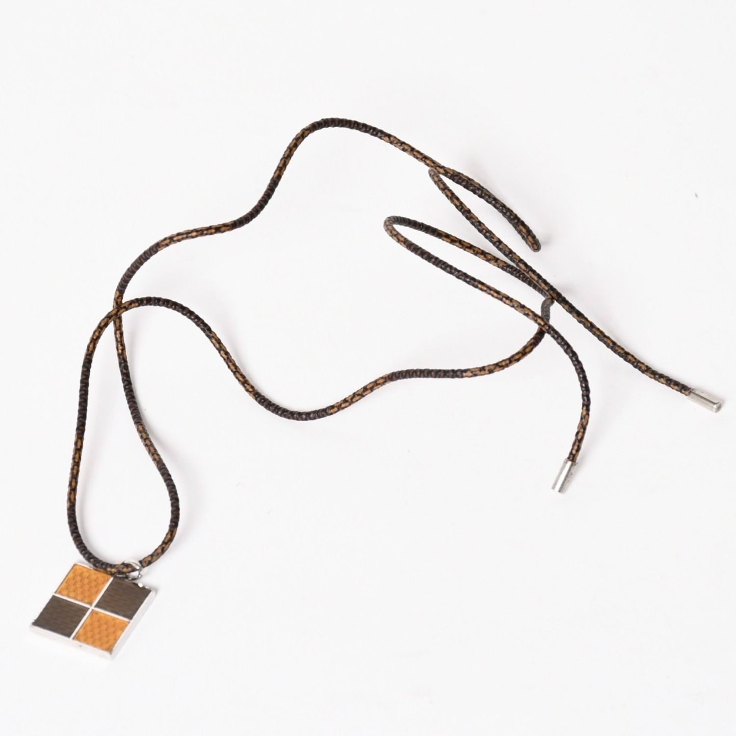 LOUIS VUITTON ルイヴィトン パンダンティフ ダミエ シルバー925 Ag925 ネックレス ブラウン イエロー 美品 中古 4a003249