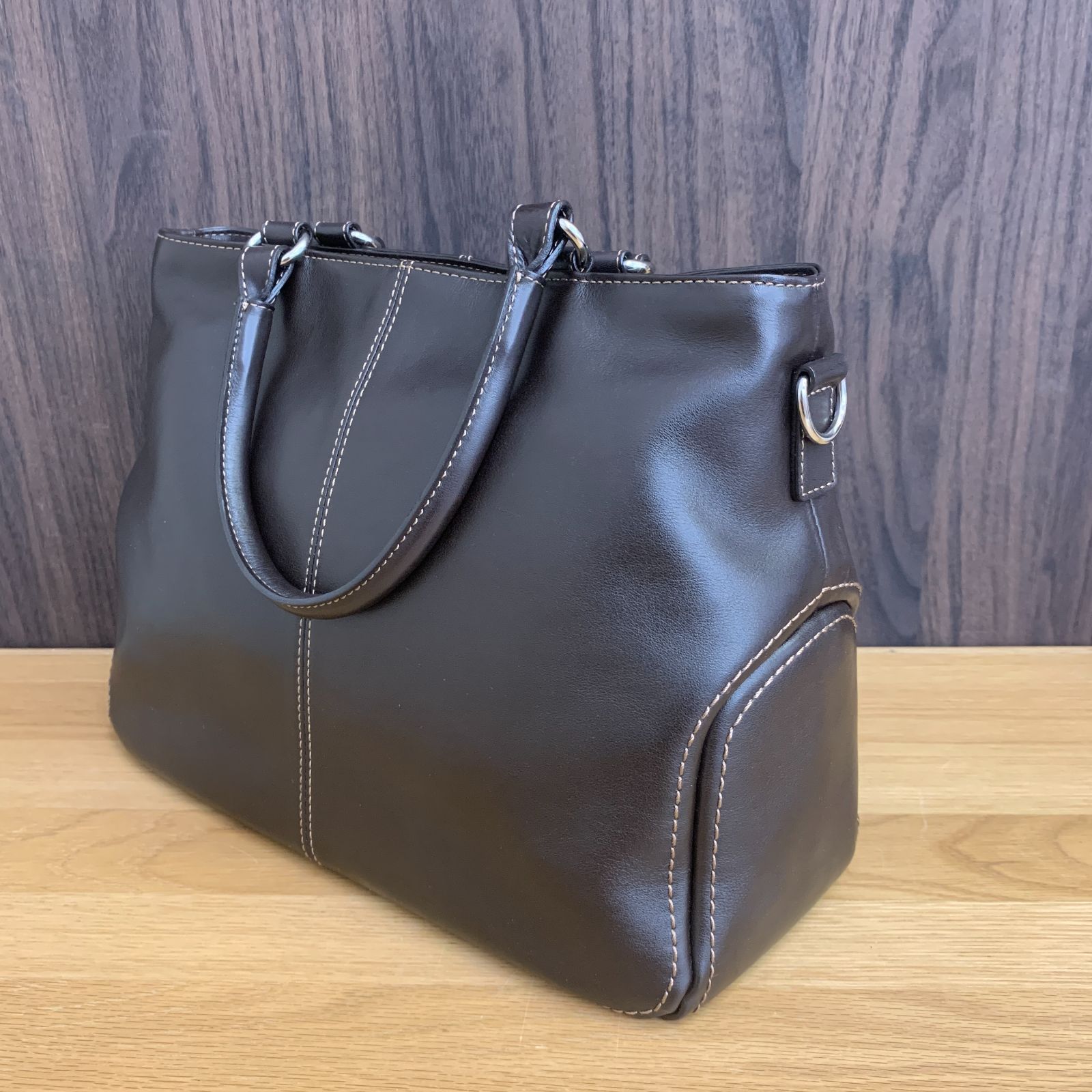 美品】土屋鞄製造所 2WAY レザー ハンドバッグ ダークブラウン 肩掛け