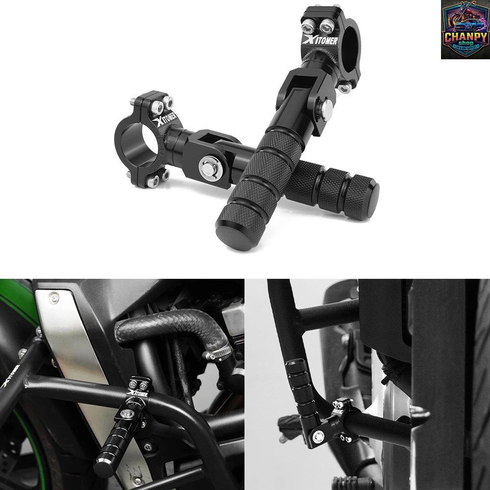 22mm 25mm 28mm オートバイ用ハイウェイバーフットペグ 前方 7/8 1 1/8インチ クラッシュバーフットペグレスト ほとんどのモデルに対応