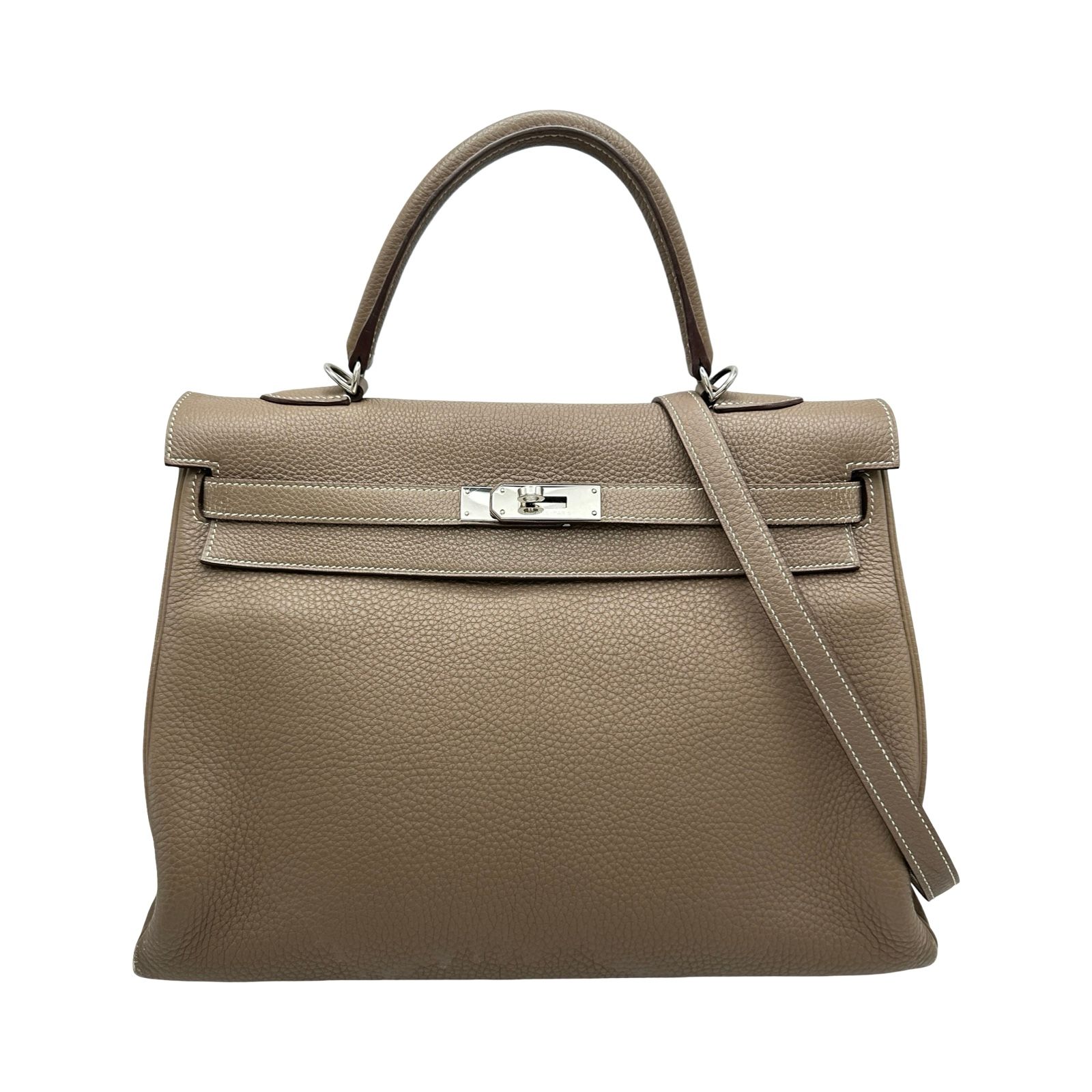 エルメス HERMES ケリー35 内縫い □P刻印 エトゥープ/シルバー金具 トゴ レディース ショルダーバッグ