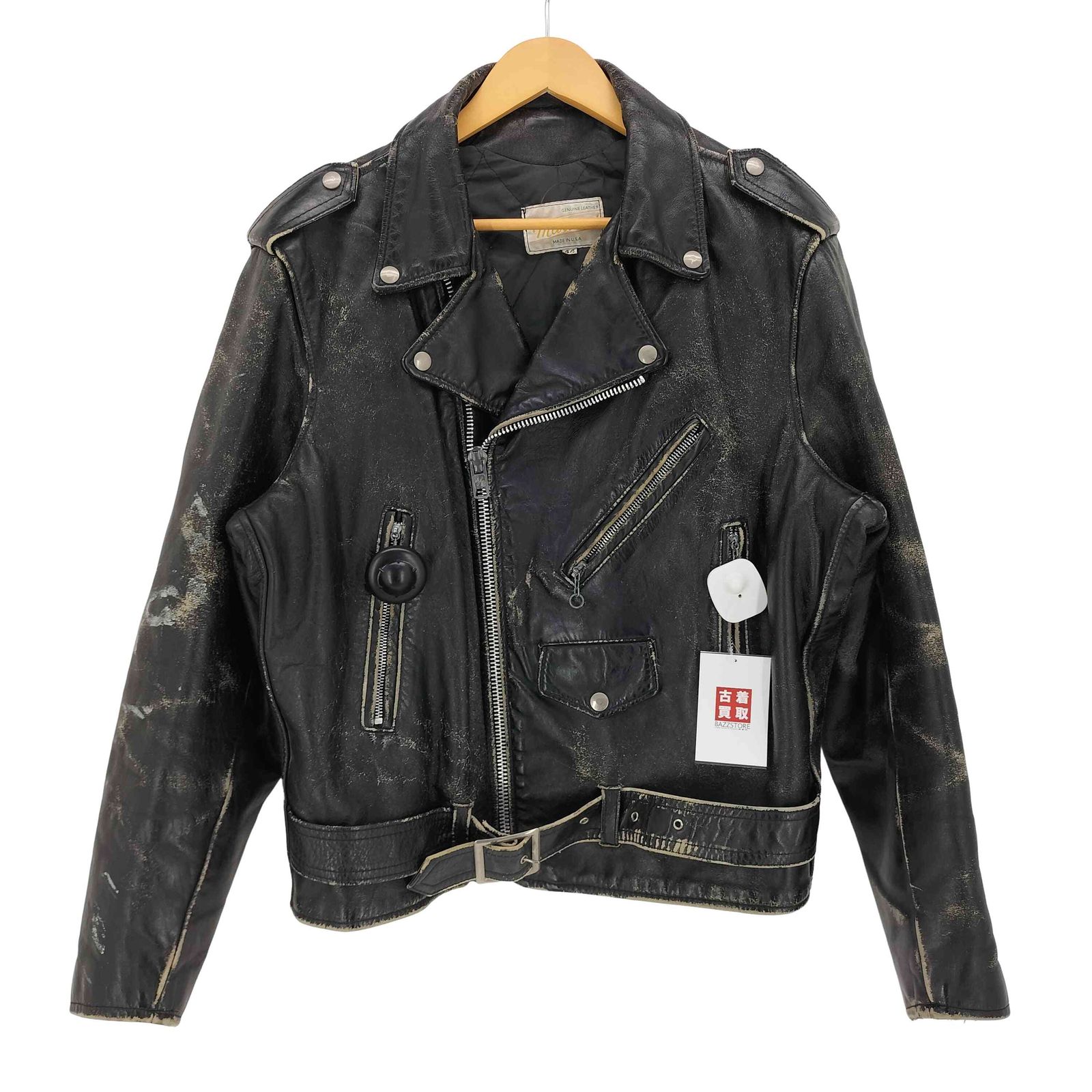 ユーズドフルギ USED古着 {{MARTANI}} 80S USA製 EMARジップ レザー ダブルライダースジャケット メンズ US：44
