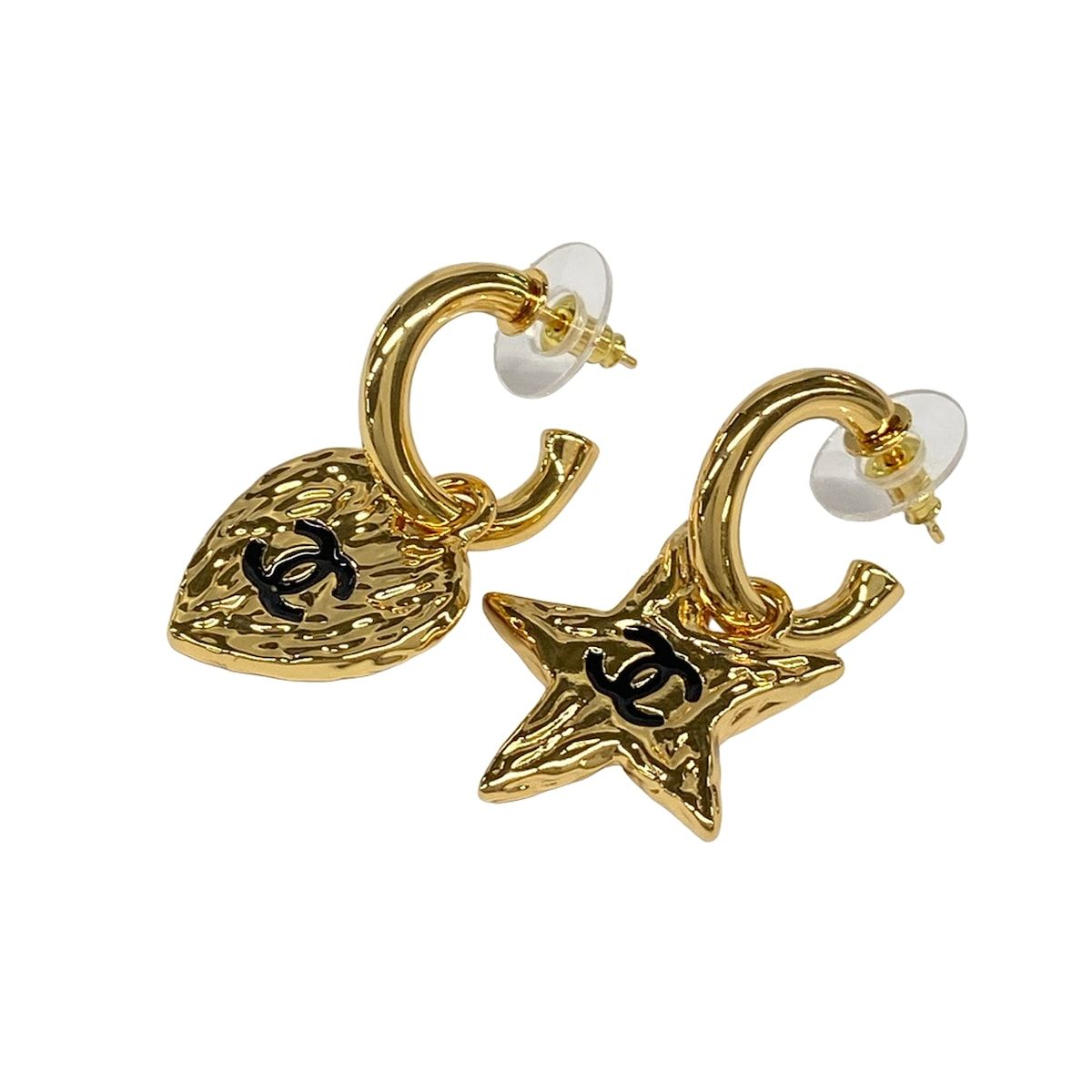 CHANEL(シャネル) ピアス美品 ココマーク ゴールド×黒 スター(星)/ハート