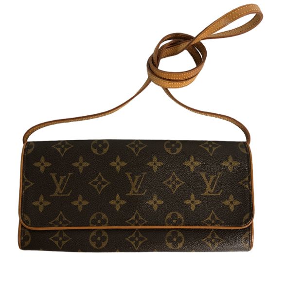 LOUIS VUITTON ルイヴィトン ポシェット ツインGM M51852 モノグラムキャンバス ショルダーバッグ ブラウン 中古 T11330833