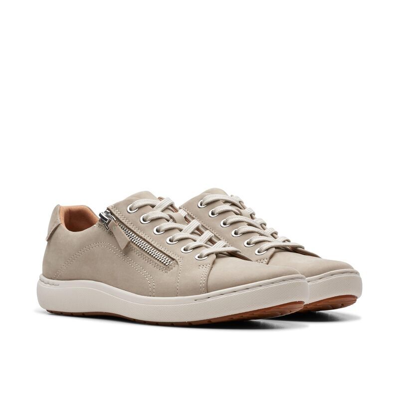 クラークス レディース シューズ スニーカー レース Clarks Nalle Lace Stone Nubuck ストーン
