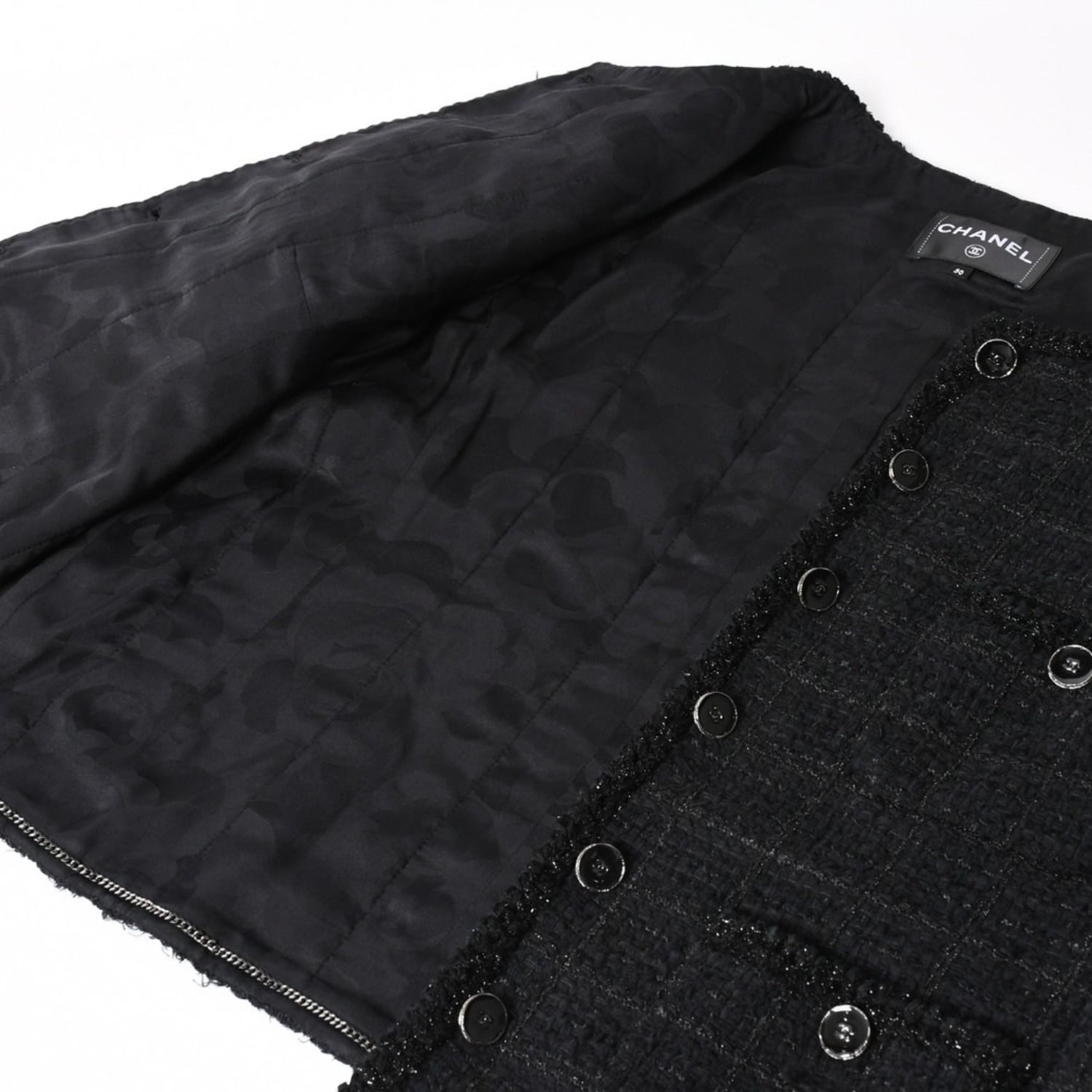 極美品 CHANEL シャネル ノーカラーツイードジャケット P80445