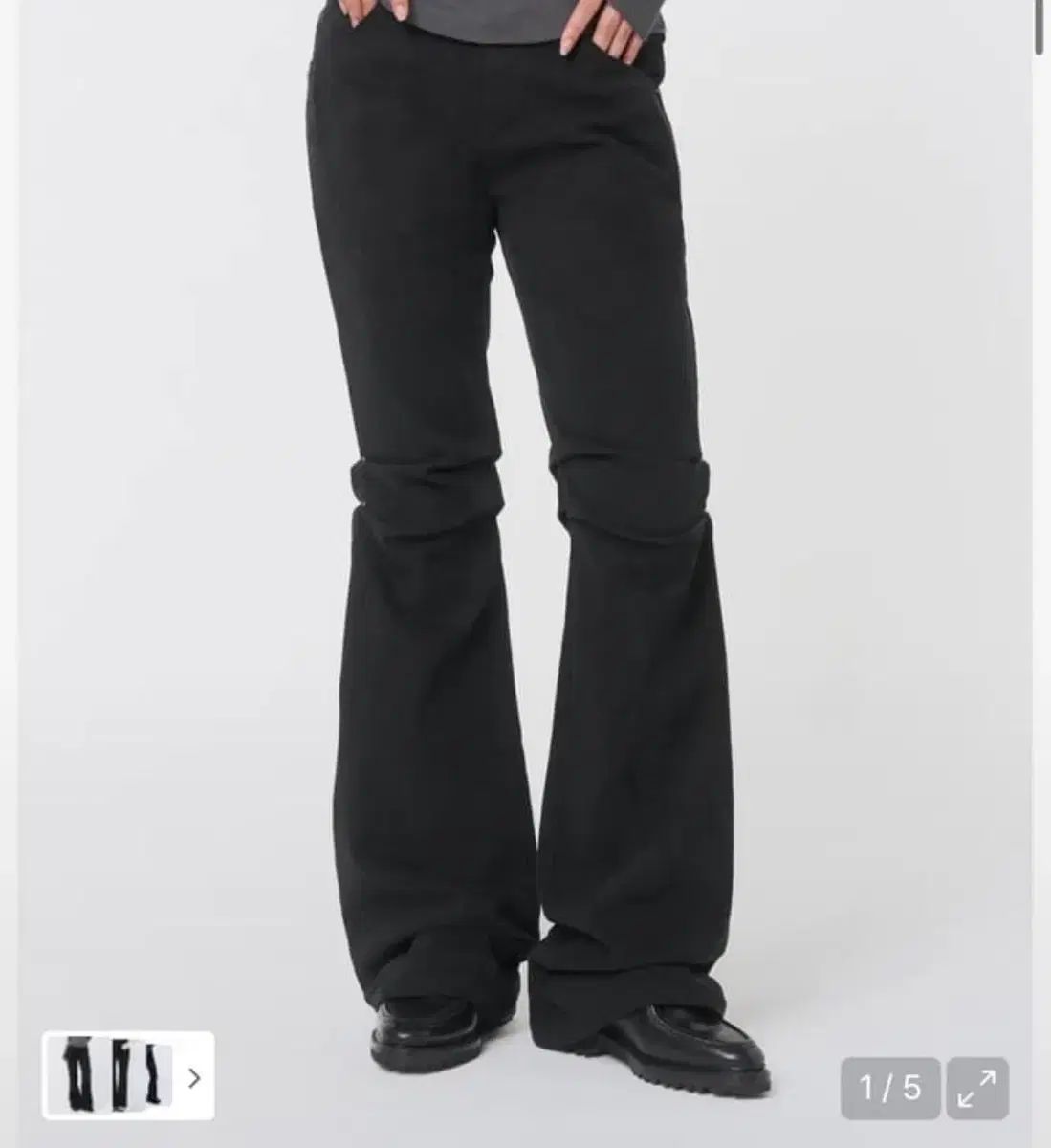 Shifted snap pants BLACK