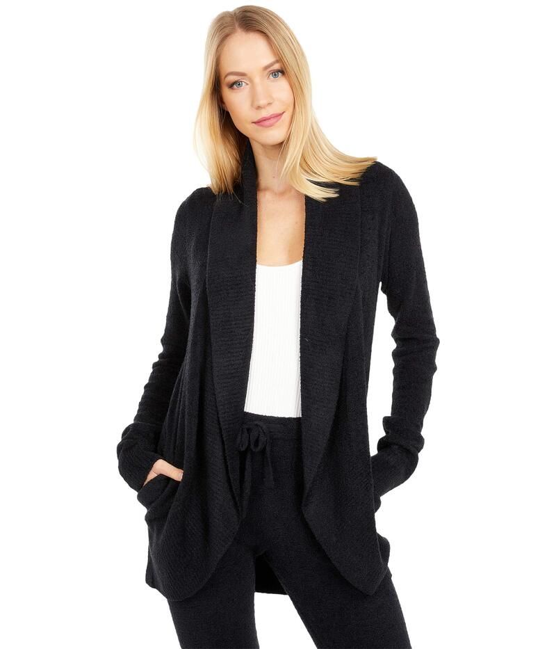 ベアフットドリームス レディース アウター ニット・セーター Barefoot Dreams Cozychic Lite Circle Cardi Black ブラック