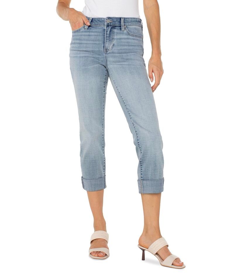 リヴァプール ロサンゼルス レディース ボトムス デニムパンツ Liverpoolos Angeles Charlie Crop Wide Rolled Cuff Jean 24inseam Teme