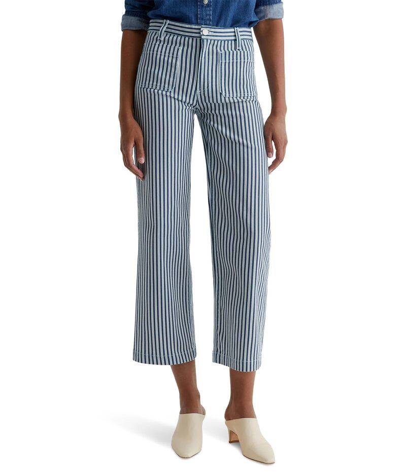 エージージーンズ レディース ボトムス カジュアルパンツ ワイドレッグ AG Jeans Kassie Mid Rise Wide Leg Crop Nordic Stripe Indigo Mult