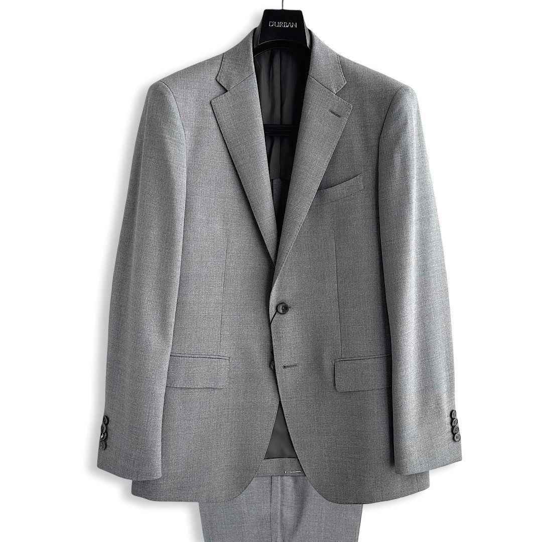新品 定価13.2万 D'URBAN ダーバン ZEAL 盛夏用 メンズ ビジネススーツ A6 ライトグレー 日本製 春夏 サマースーツ ウール キュプラ ノータック