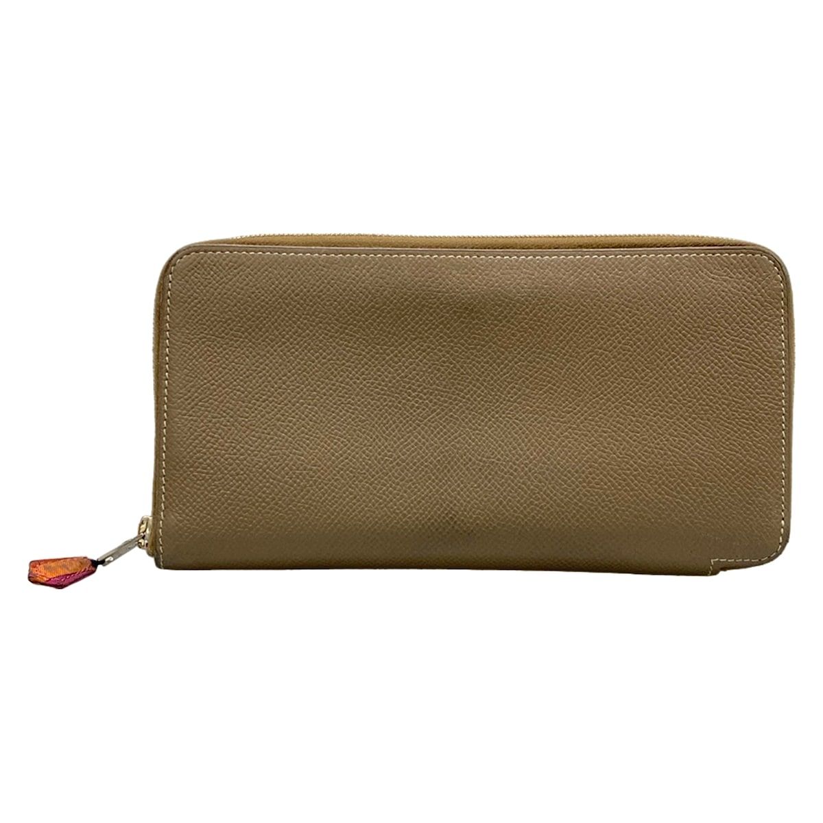 HERMES(エルメス) 長財布 アザップロングシルクイン エトゥープ ラウンドファスナー/シルバー金具