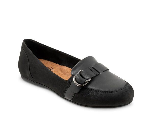 ソフトウォーク レディース シューズ スリッポン・ローファー Softwalk Serra Flat Black Nubuck ブラック