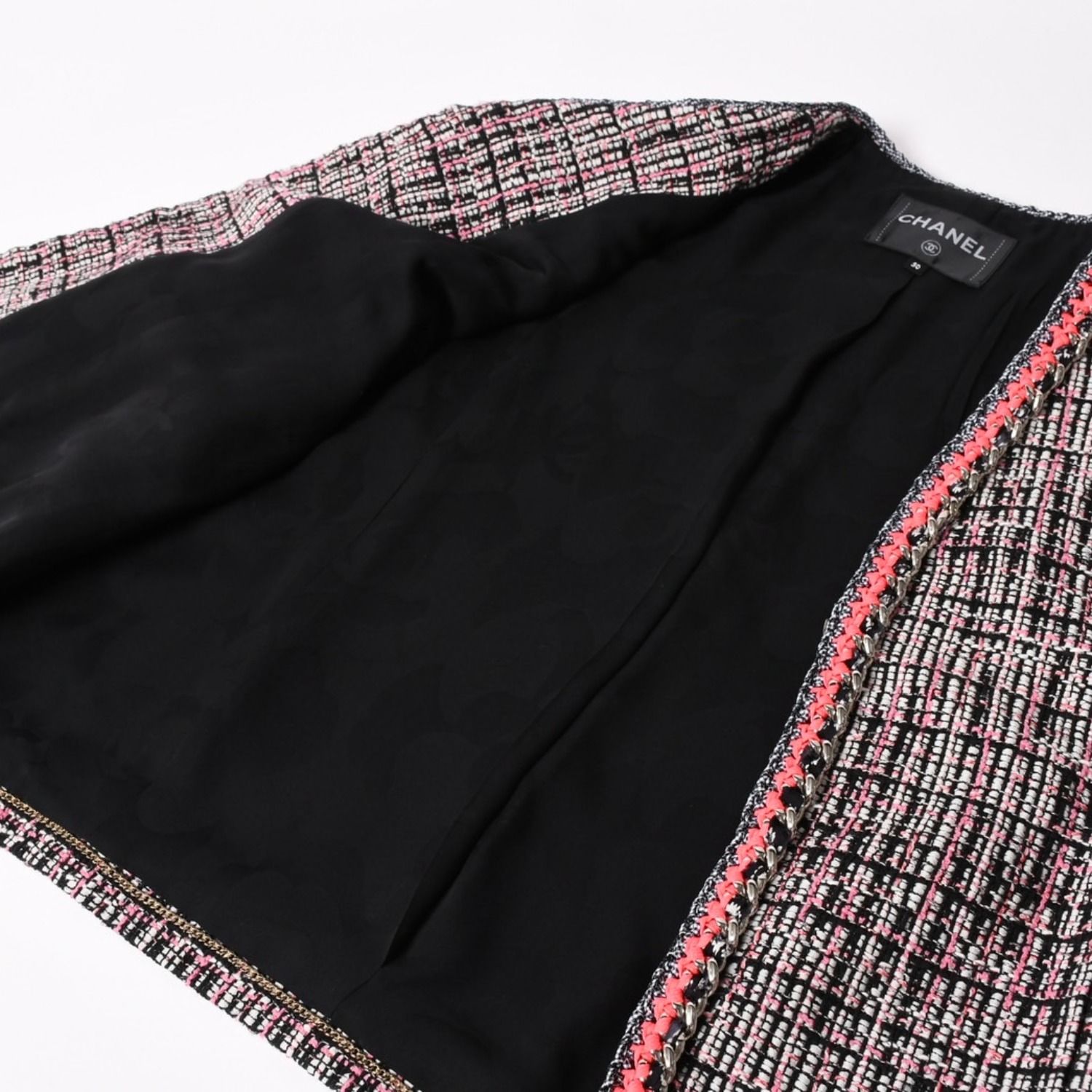 極美品 CHANEL シャネル ファンシーツイード ノーカラージャケット