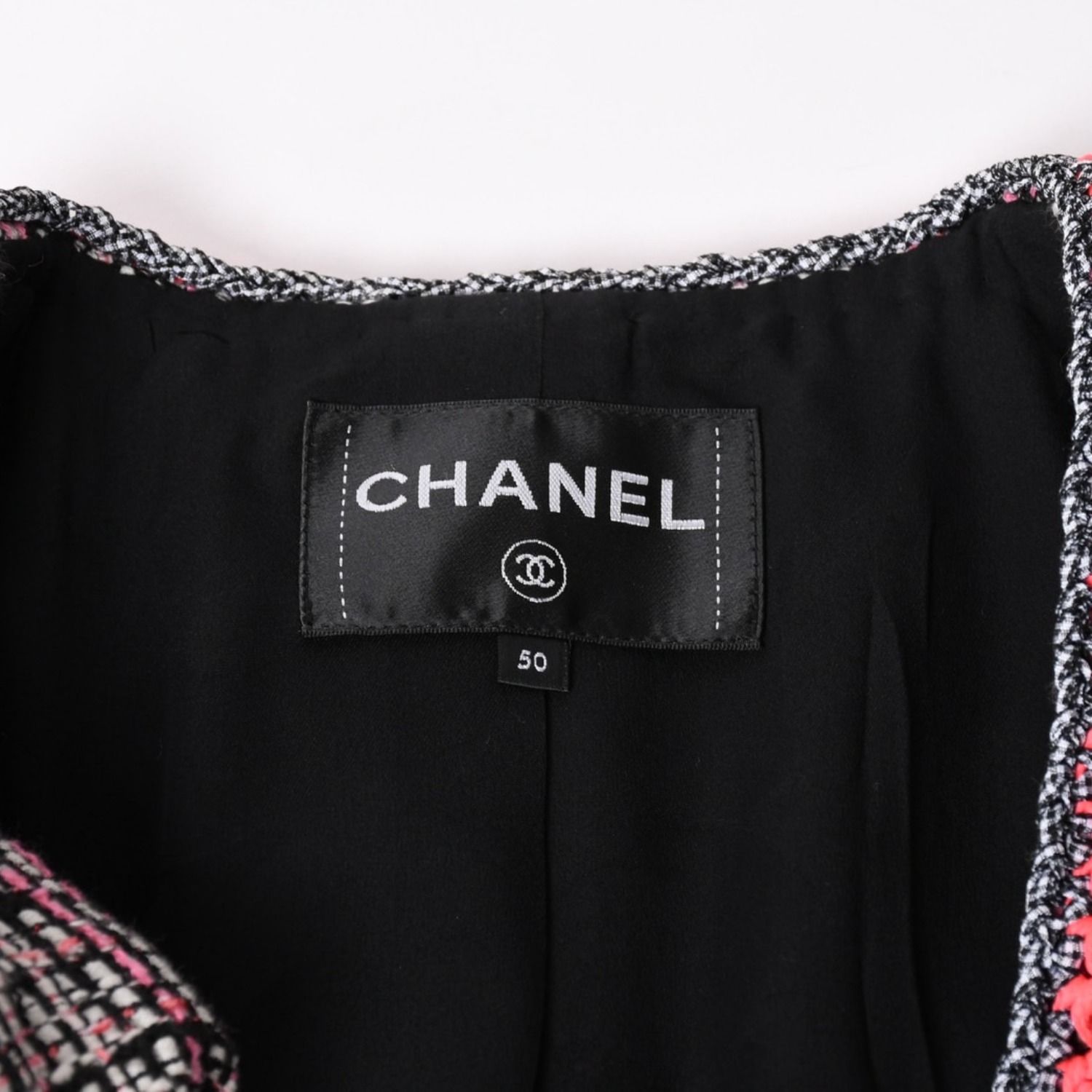 極美品 CHANEL シャネル ファンシーツイード ノーカラージャケット 