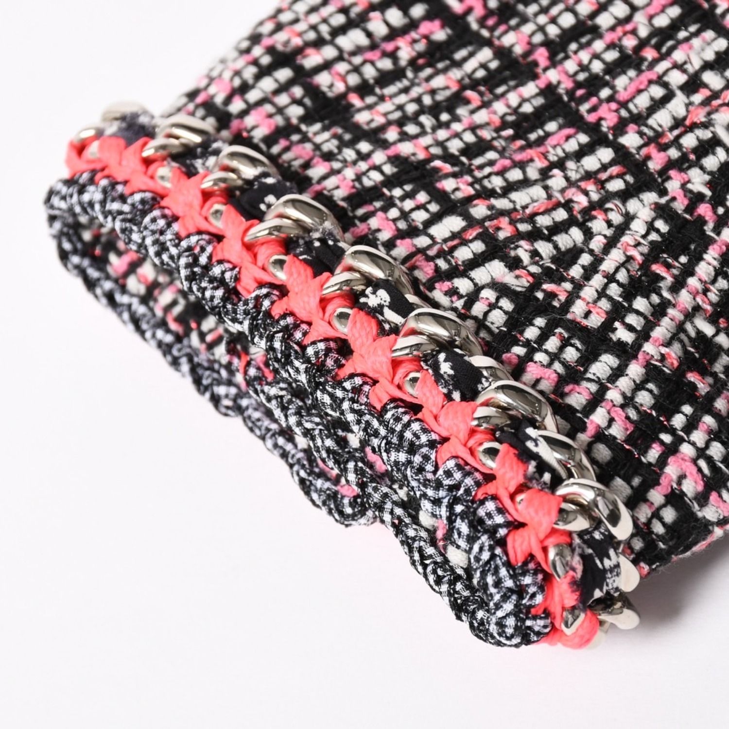 極美品 CHANEL シャネル ファンシーツイード ノーカラージャケット 