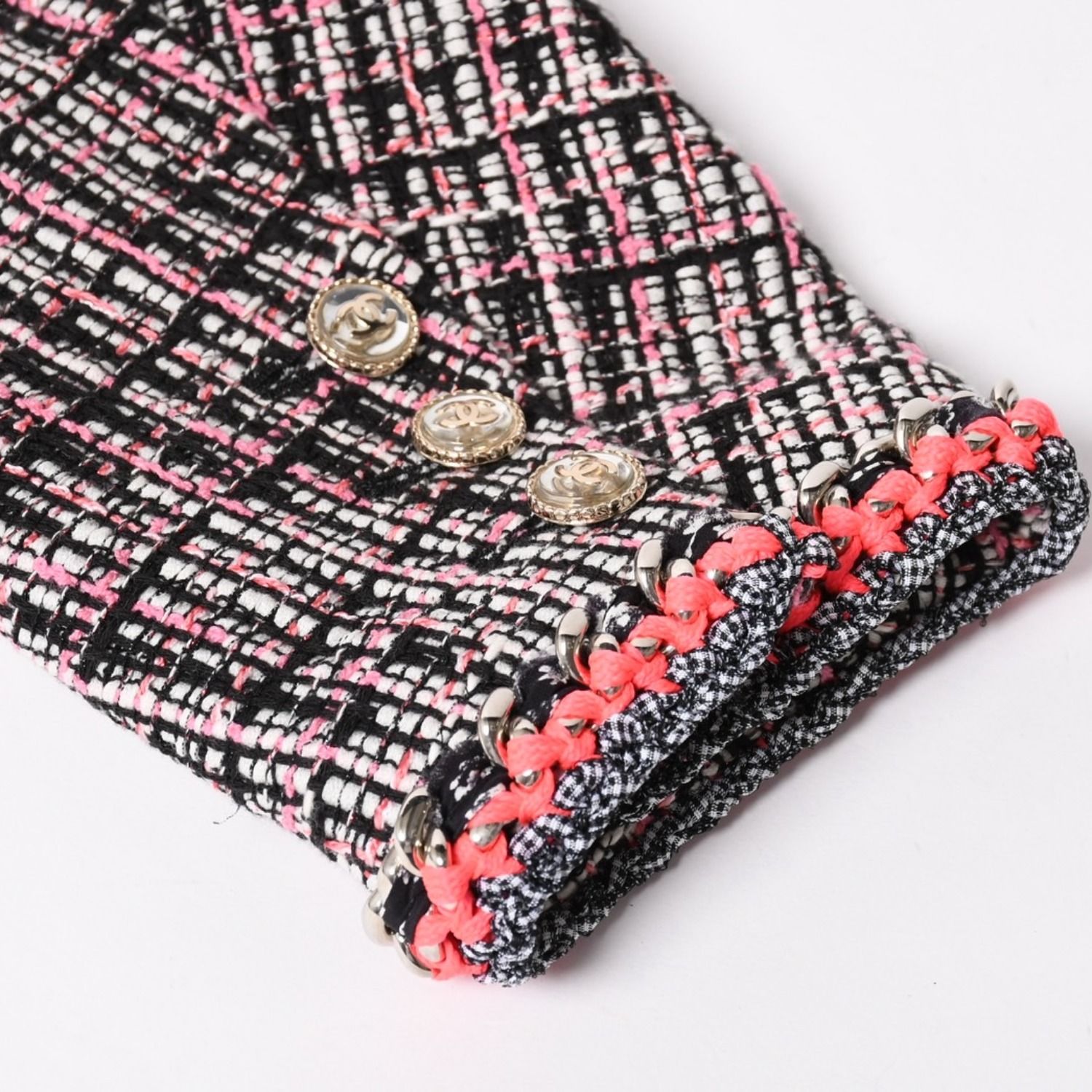 極美品 CHANEL シャネル ファンシーツイード ノーカラージャケット