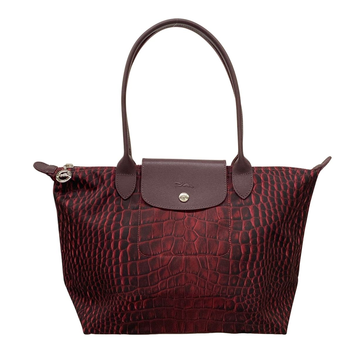 LONGCHAMP(ロンシャン) ショルダーバッグ美品 ル・プリアージュネオ ボルドー×黒 折りたたみ レザー