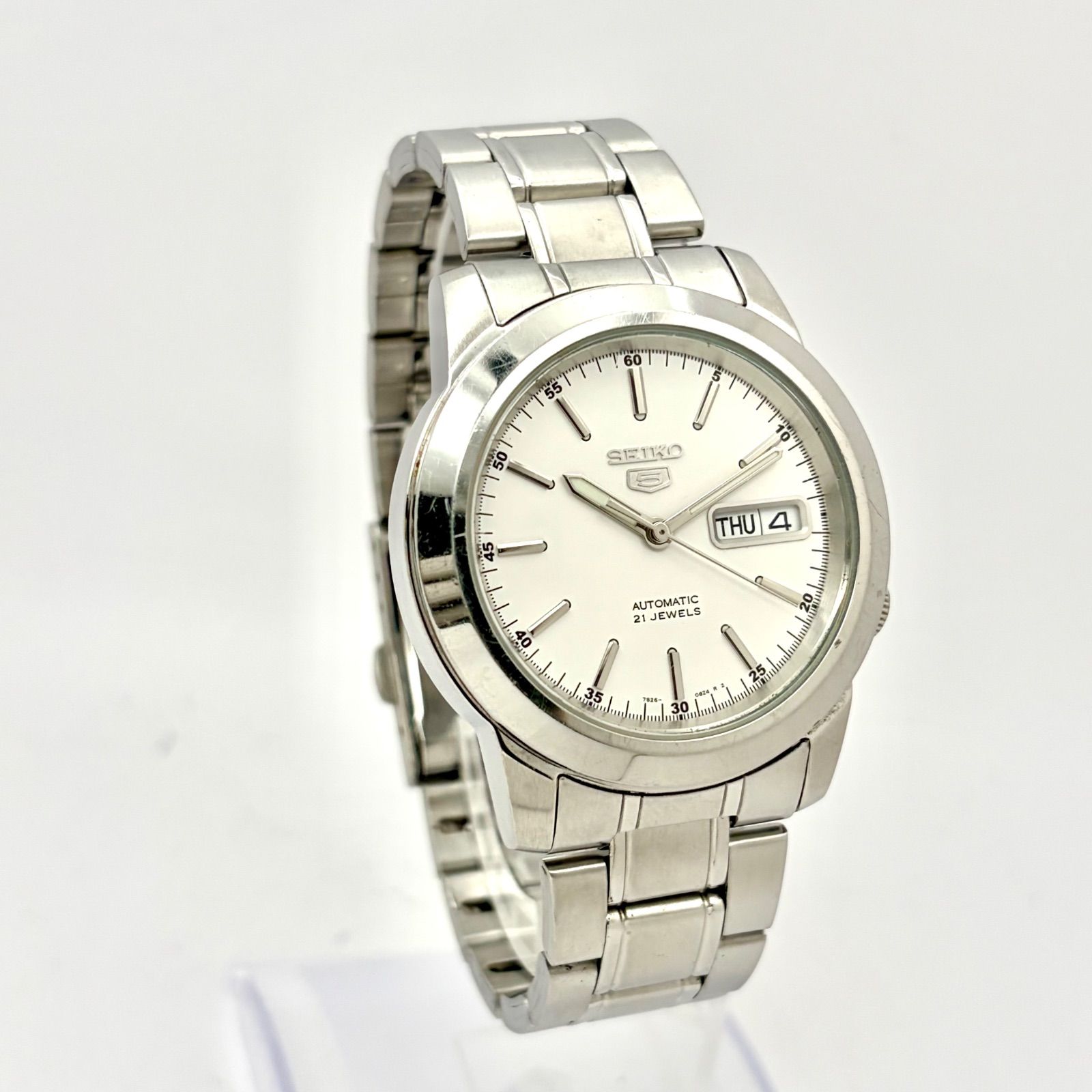 稼働】SEIKO5 セイコー5 機械式 自動巻き シルバー デイデイト メンズ