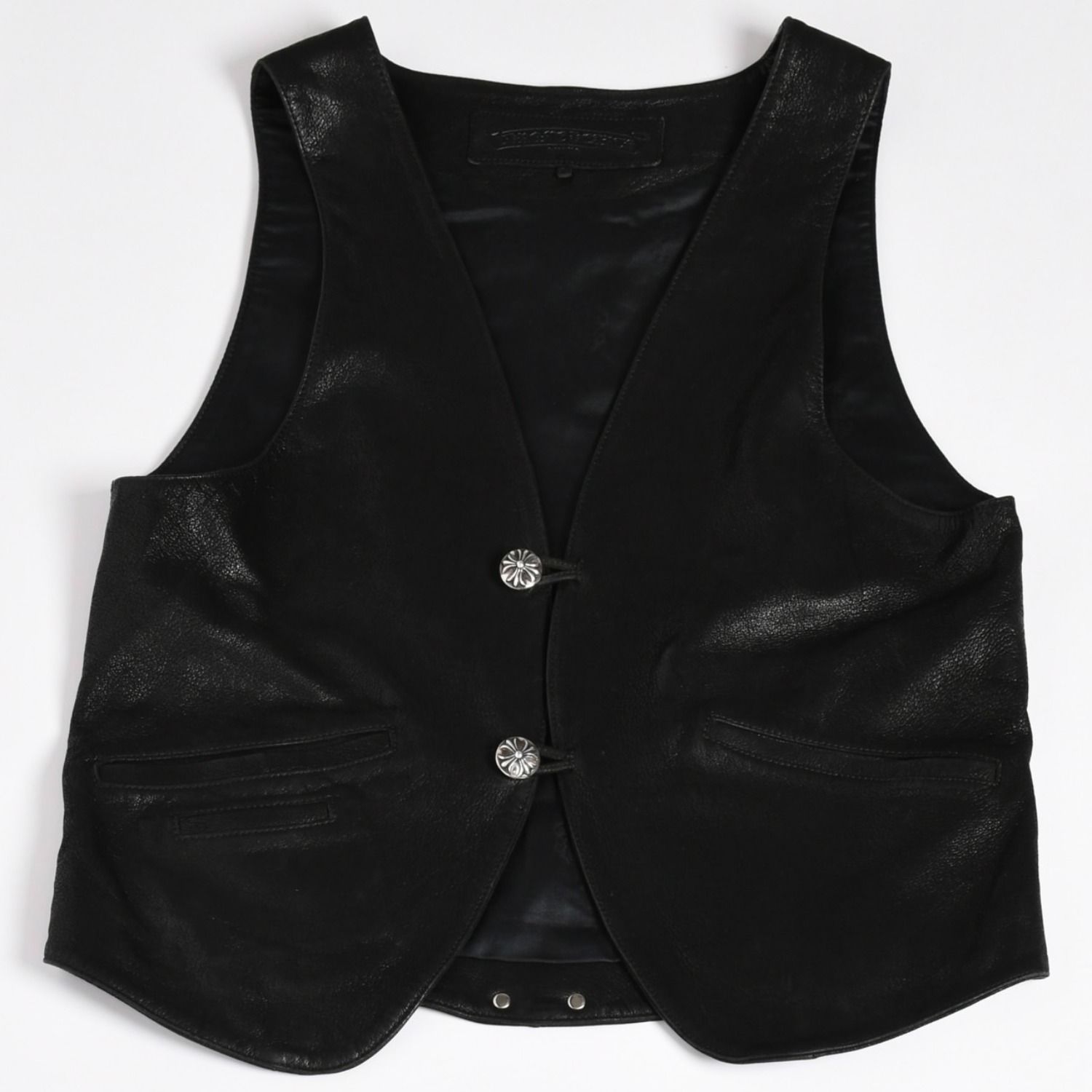 極美品 CHROME HEARTS クロムハーツ CLASSIC 2B DSTRY クラシック2B デストロイレザー ベスト サイズL クロスボール ダガー 中古 4a003827