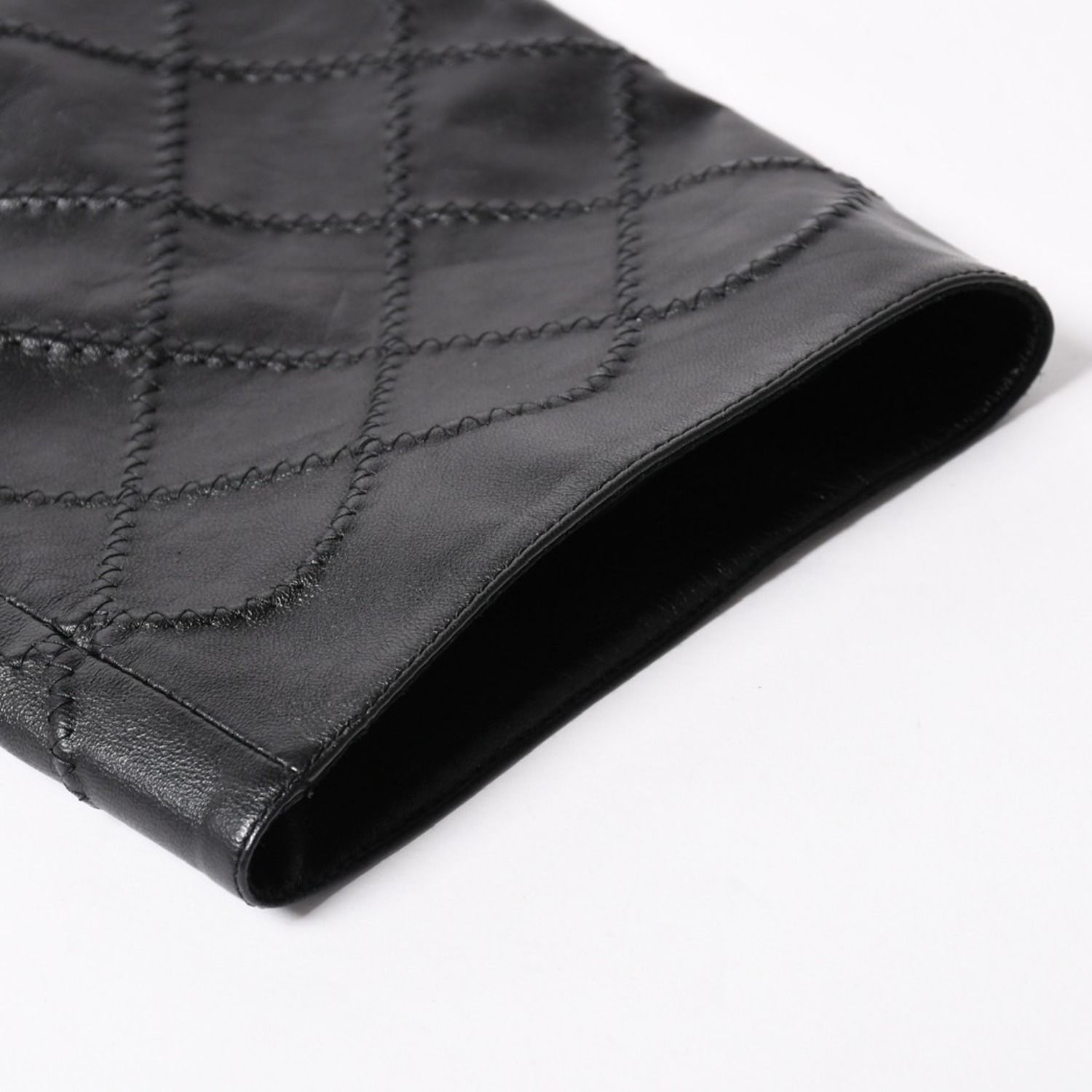 極美品 CHANEL シャネル マトラッセ ノーカラー仕様ブラックレザー
