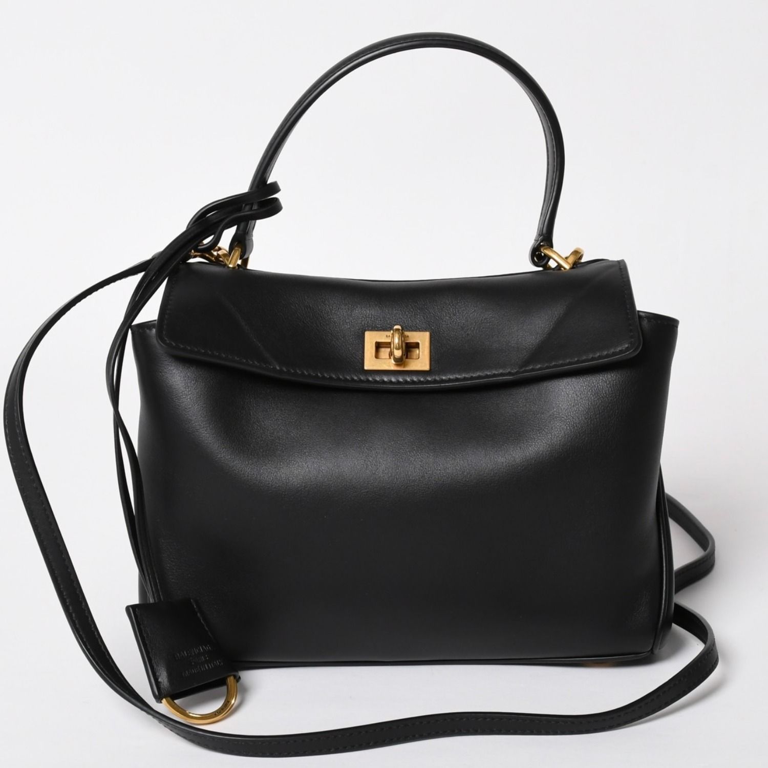 極美品 BALENCIAGA バレンシアガ ロデオハンドバッグ 795456 M69・4263 ショルダーバッグ 2way カーフスキン ブラック ゴールド金具 中古 4a003644
