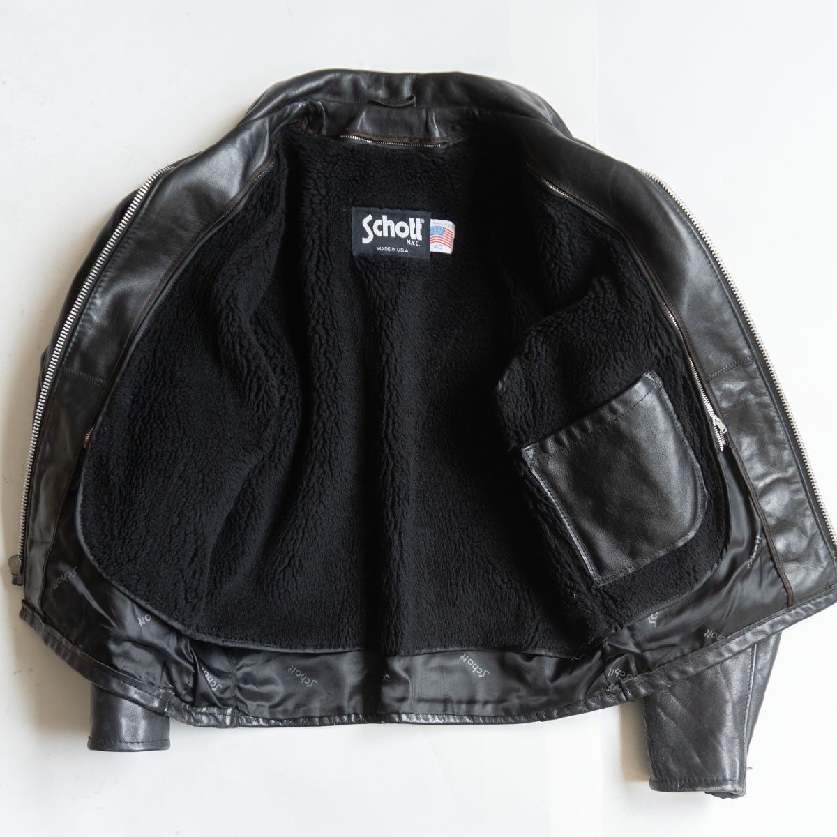 美品】SCHOTT【642/シングルライダースジャケット】40 襟 レザー
