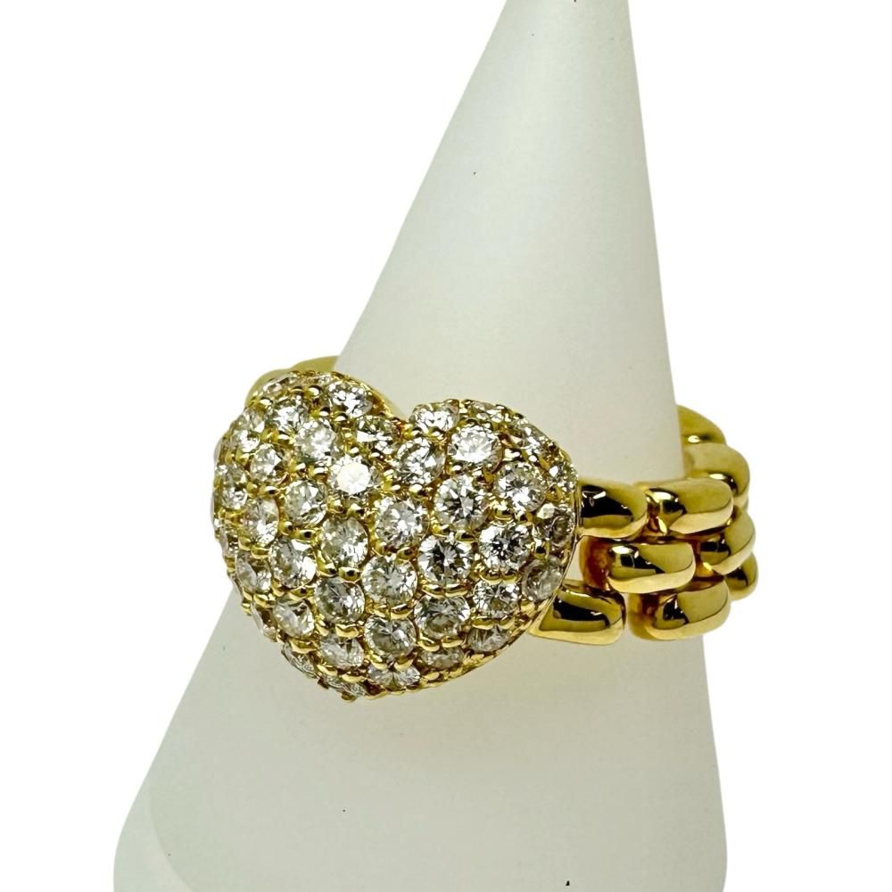 12号 【Ponte Vecchio/ポンテヴェキオ】ハート チェーン ダイヤモンド 計0.90ct リング・指輪 K18ゴールド 18金 9.9g レディース 【中古】【真子質店】【NN】