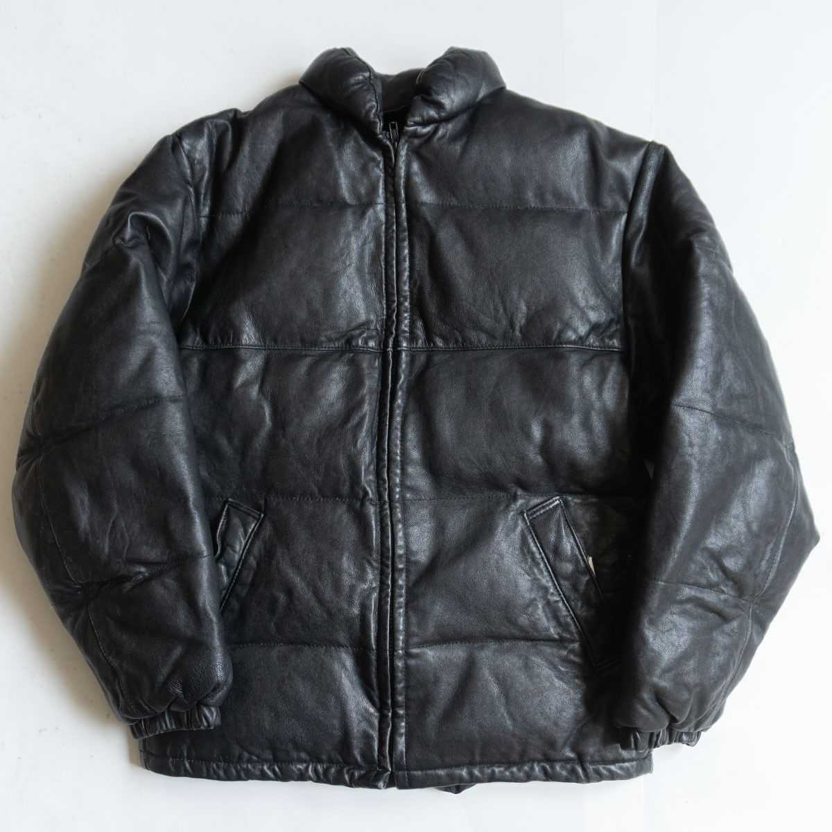 雰囲気抜群】SCHOTT【214D/レザーダウンジャケット】36 ブラック