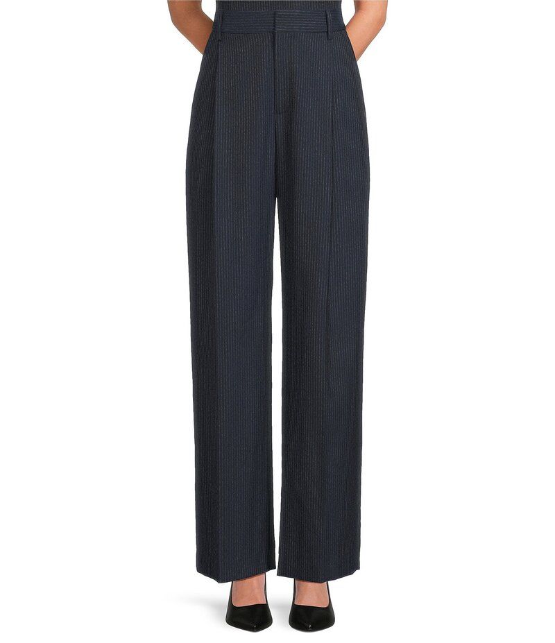 アレックスマリー レディース ボトムス カジュアルパンツ ストレート パンツ Alex Marie Scottie Novelty Stripe Suiting Flat Front Full Len