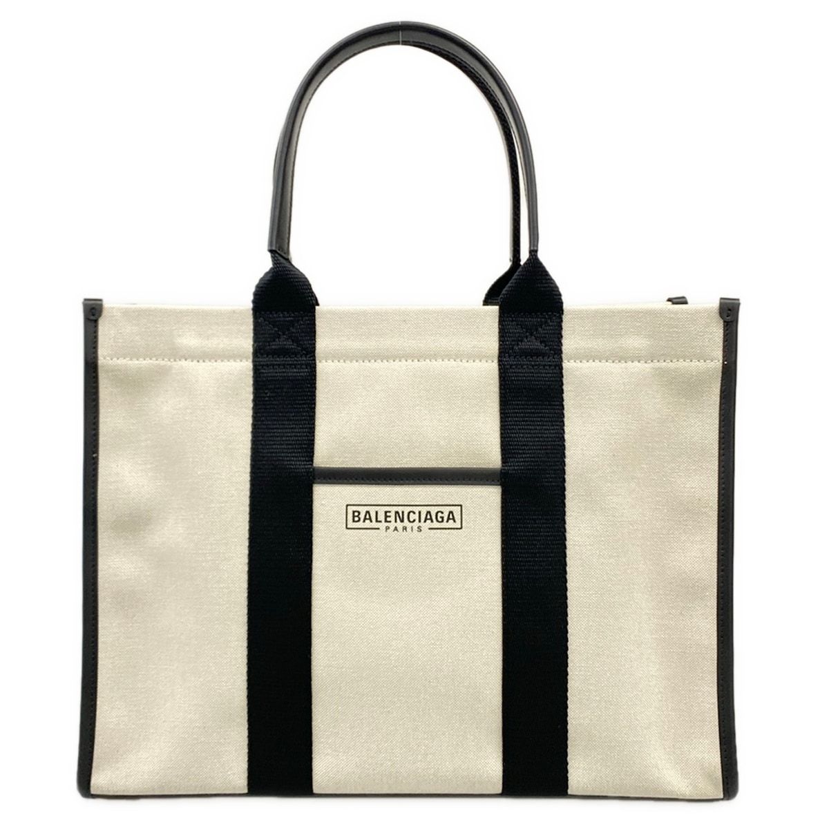 BALENCIAGA(バレンシアガ) トートバッグ ハードウェアトートバッグ 671400 アイボリー×黒 レザー