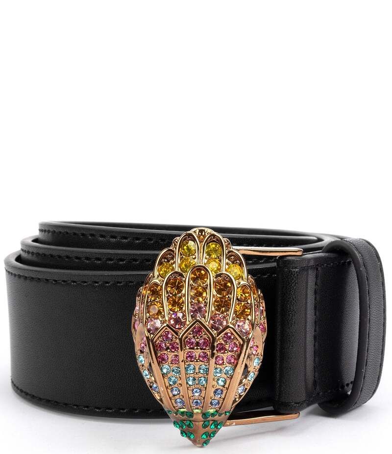 カートジェイガーロンドン レディース アクセサリー ベルト レザー Kurt Geiger London 15 Rainbow Crystal Eagle Buckle Leather Belt Bl