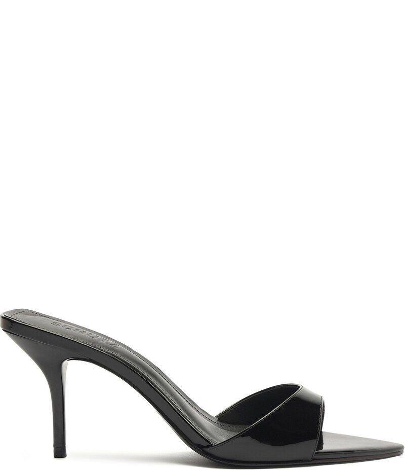 シュッツ レディース シューズ サンダル レザー Schutz Elodie Patent Leather Stiletto Slide Sandals Black ブラック