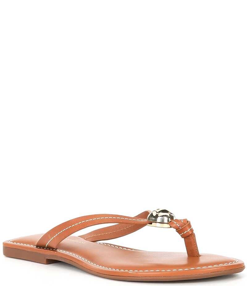 アントニオ メラーニ レディース シューズ サンダル レザー Antonio Melani Kylan Leather Hardware Thong Sandals Acacia Tan タン