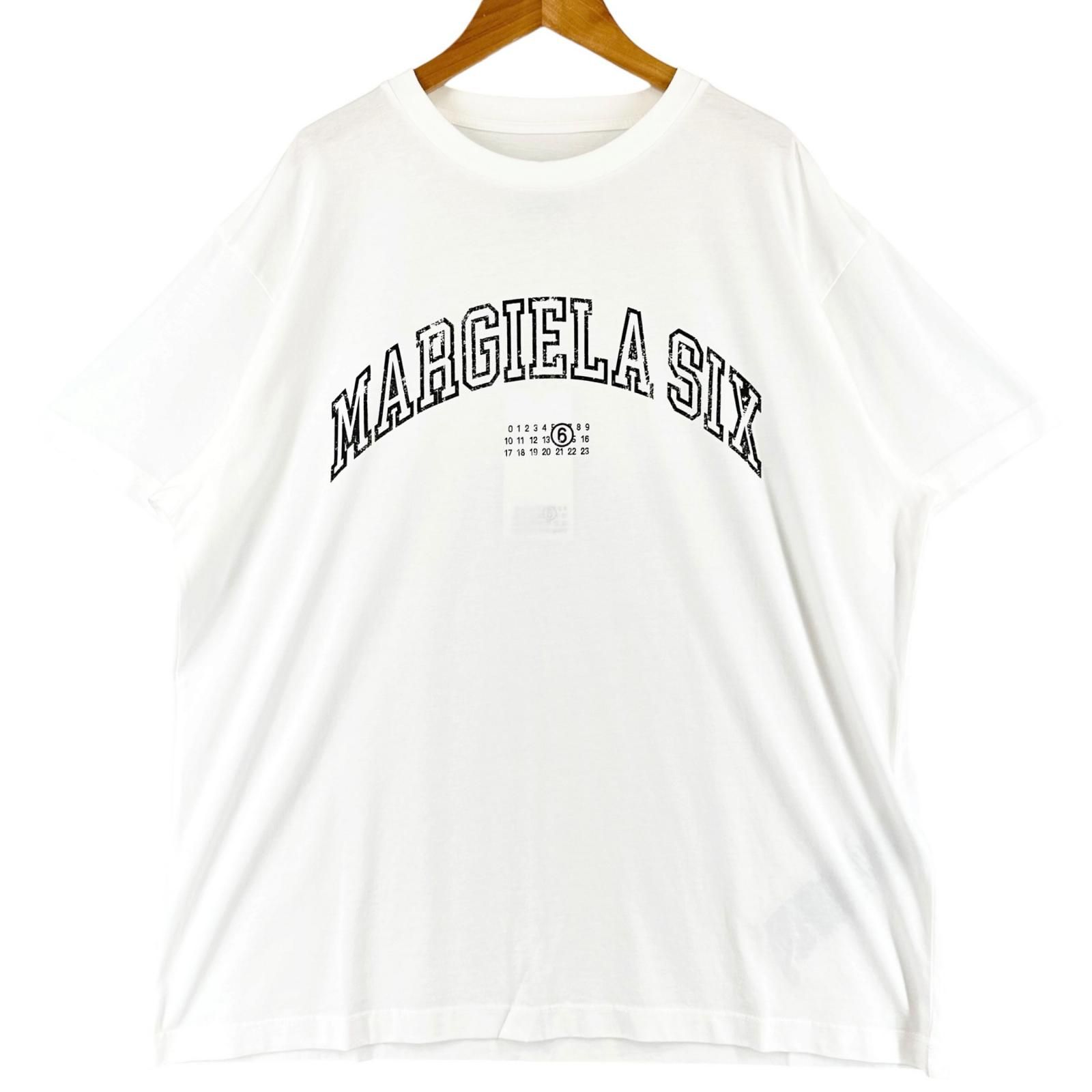 未使用品 MM6 Maison Margiela エムエムシックス メゾン マルジェラ SH0GC0046 ブランドロゴ 春夏 SS 半袖Tシャツ コットン ホワイト メンズ L バーシティプリント【古着】【中古】【送料無料】
