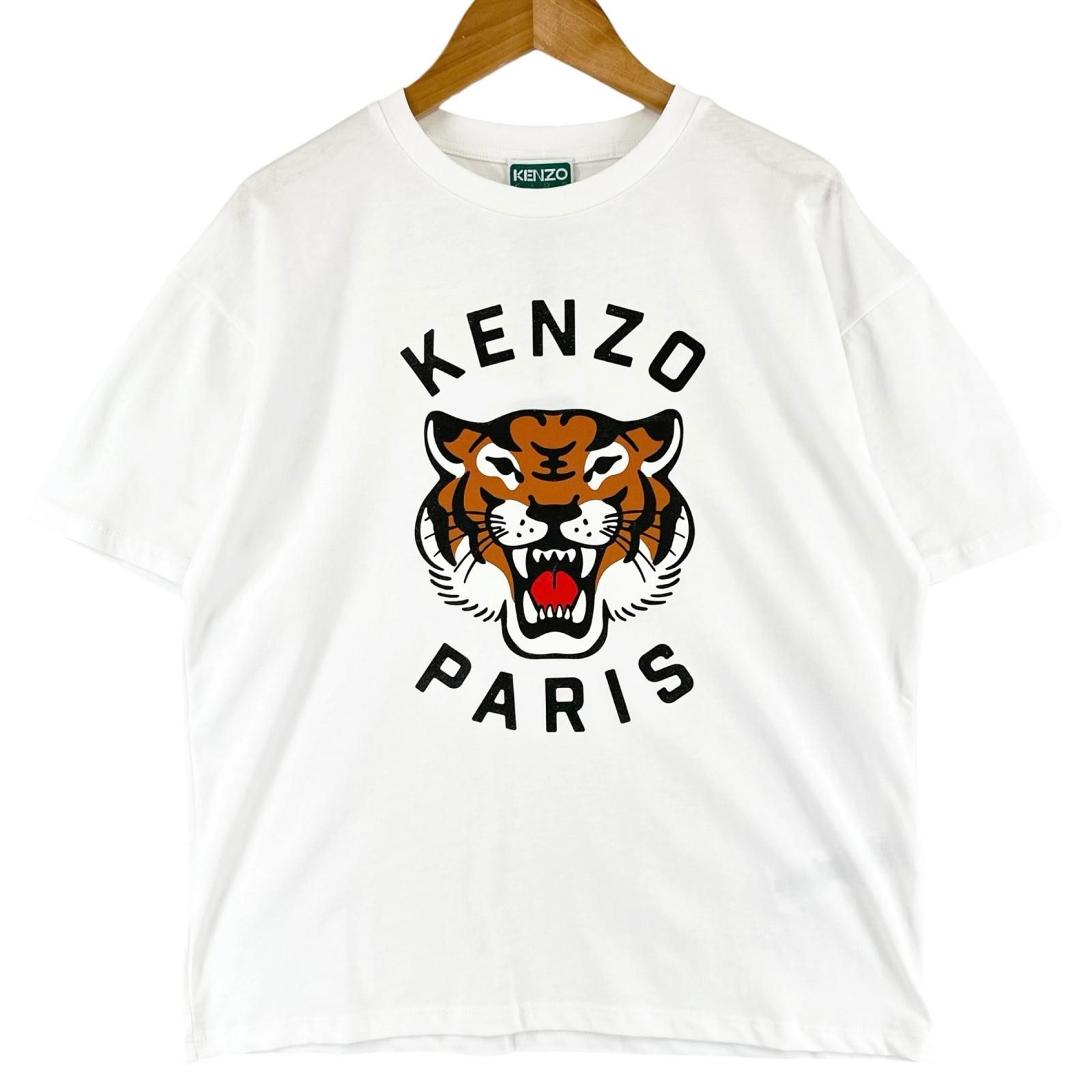 未使用品 KENZO ケンゾー Lucky Tiger ブランドロゴ 春夏 SS 半袖Tシャツ コットン ホワイト キッズ 12A/150【古着】【中古】【送料無料】