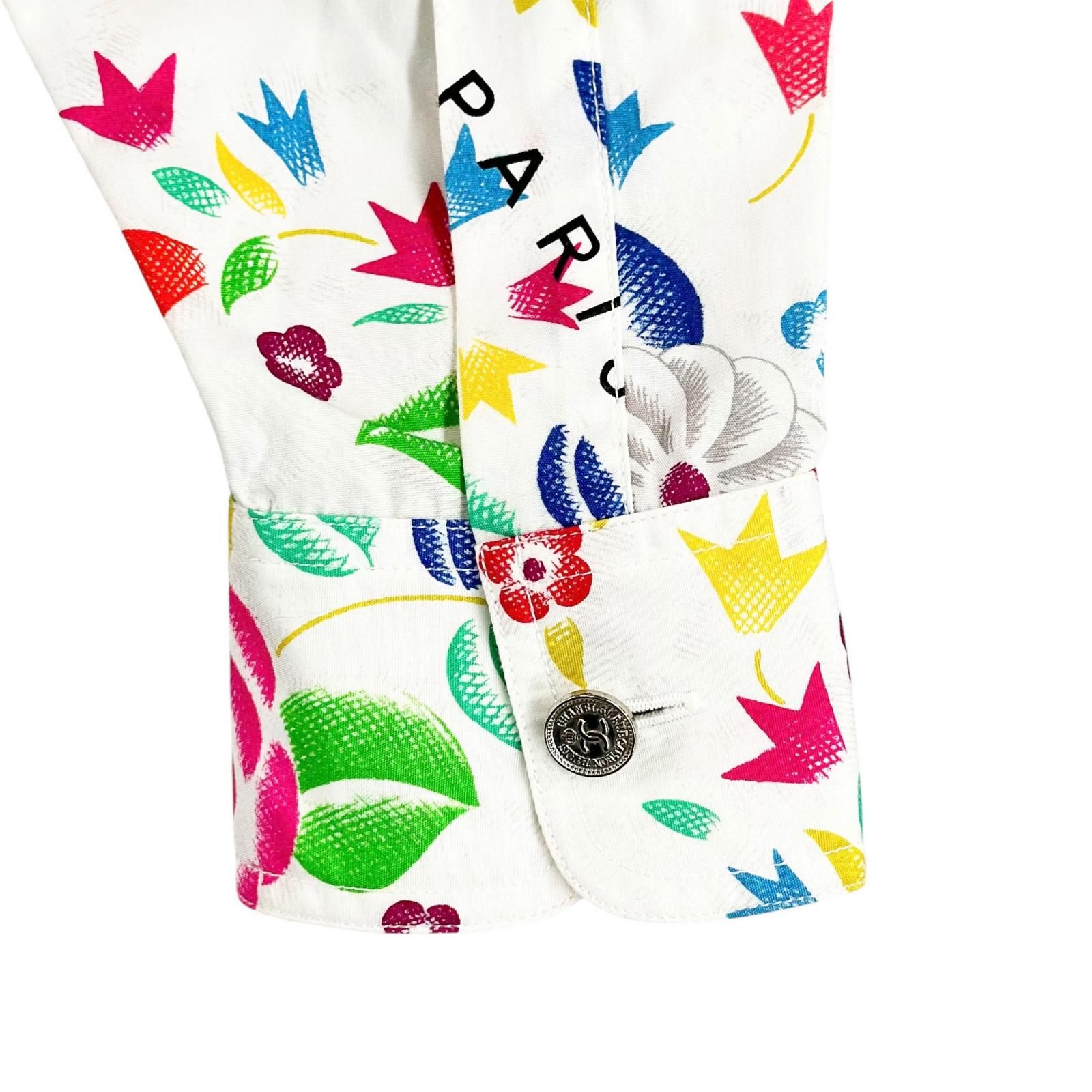 美品 CHANEL シャネル 総柄 春夏 SS 長袖シャツ コットン マルチカラー 