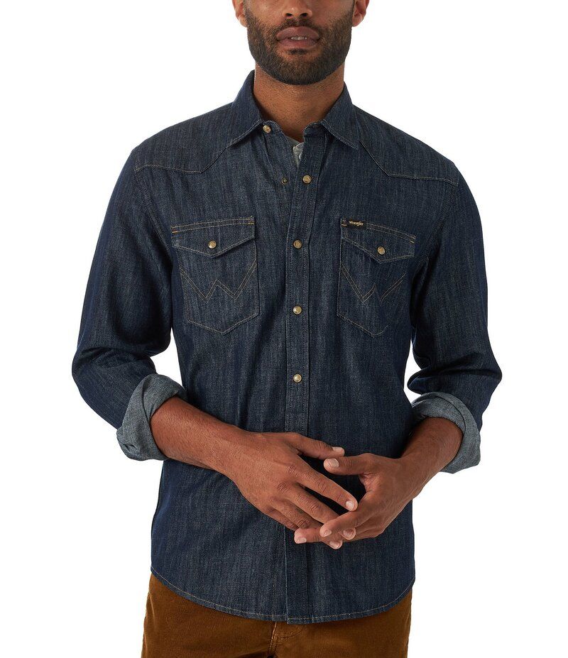 ラングラー メンズ トップス シャツ レギュラーフィット デニム WranglerR Regular Fit Western Denim Shirt Rinse デニム