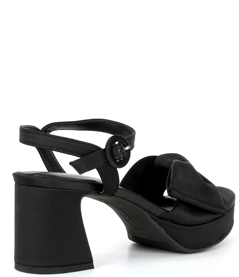 カッパーキー レディース シューズ サンダル プラットフォーム サテン Copper Key Lux Satin Bow Platform Dress Sandals Black ブラック