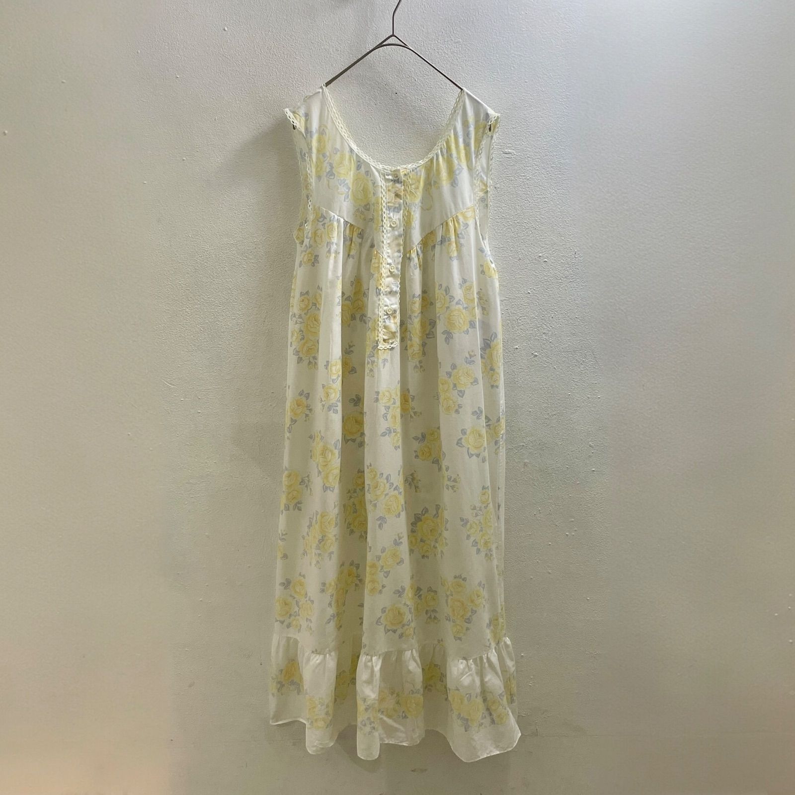 USA製 80s 90s アメリカ ヴィンテージドレス ワンピース フラワー 花 レース マキシ ロング DEAD STOCK デッドストック I170