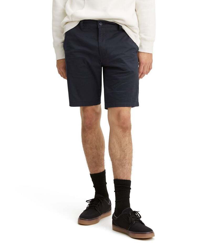 リーバイス メンズ ボトムス ハーフパンツ・ショーツ ショートパンツ LevisR Standard Taper FlatFront 9 Inseam Chino Shorts Baltic Navy