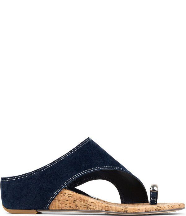 ドナルドプリネール レディース シューズ サンダル スエード Donald Pliner Vesna Suede Toe Ring Cork Wedge Sandals Navy ネイビー