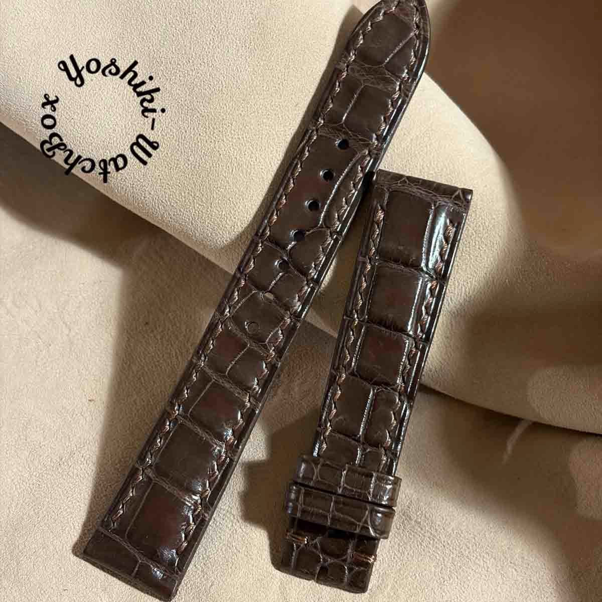 cro-2133 クロコダイル 腕時計ベルト ブラウン (ラグ幅18 mm - バックル幅16 mm)